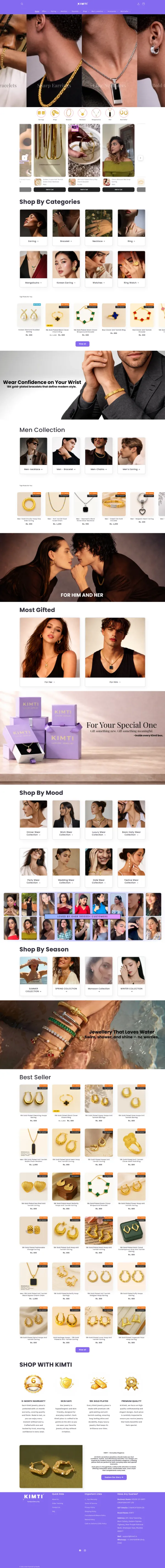 Kimti ecommerce website, full homepage